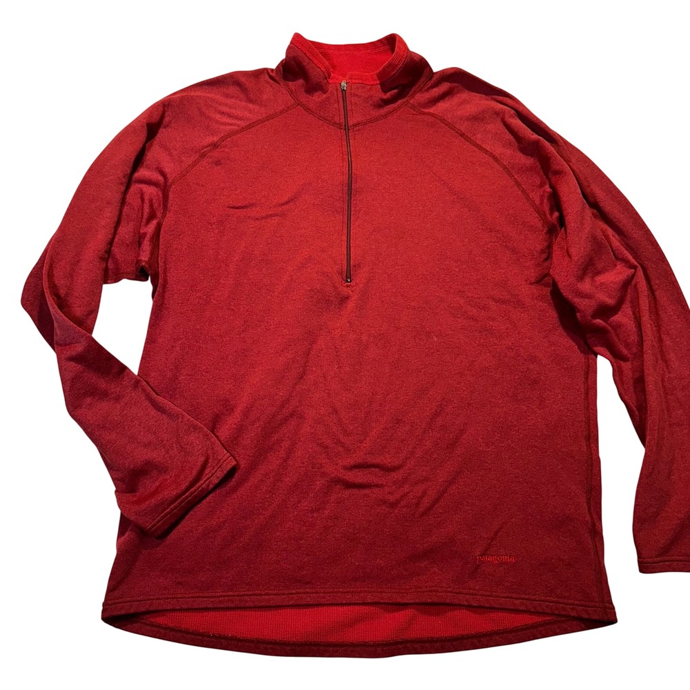 Patagonia R1 Pullover Mens L Red Polartec Grid Fleece Hiking Gorpcore‎ 1/4 Zip